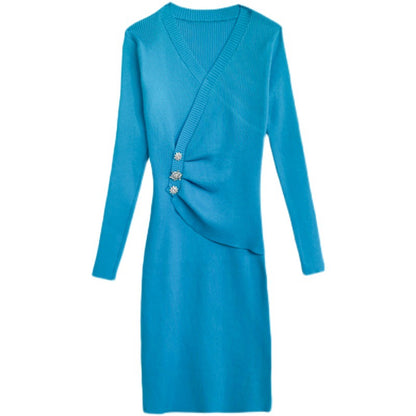 Sexy V Neck Knitted Tight Dresses
