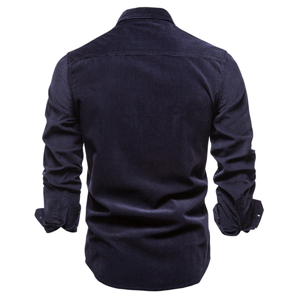 Men Long Sleeves Corduroy Business Shirts