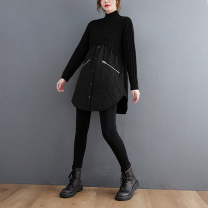 Women High Neck Winter Knitting Pullover Overcoat
