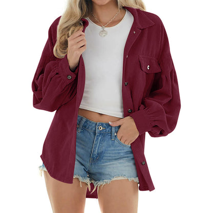 Casual Corduroy Long Sleeves Fall Shirts