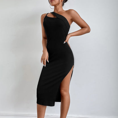Sexy Black Split Front Bodycon Long Dresses for Women