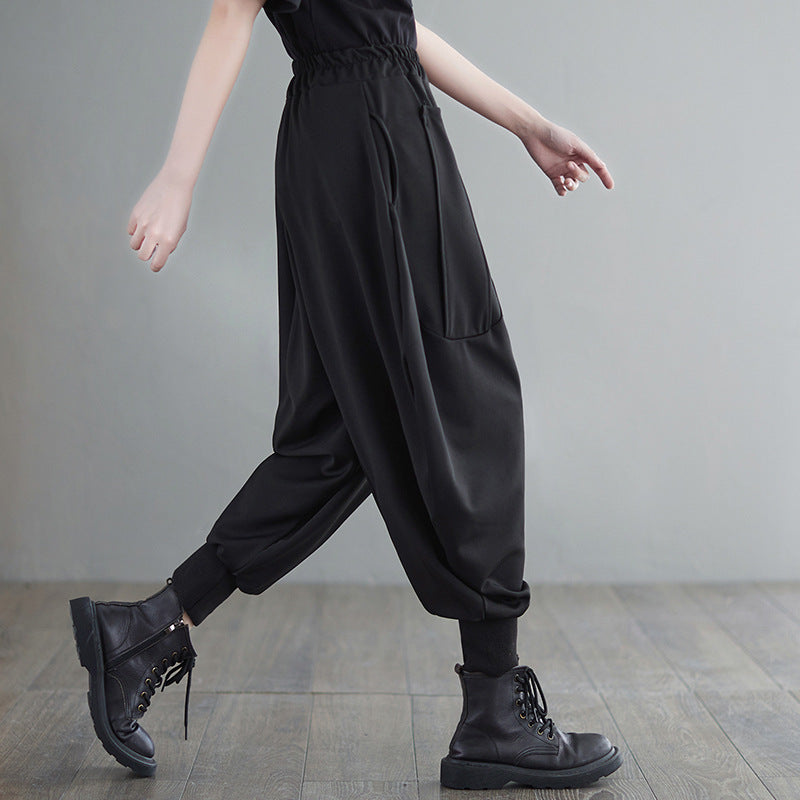 Summer Cotton Black Harem Pants for Girls
