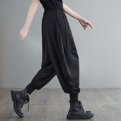 Summer Cotton Black Harem Pants for Girls