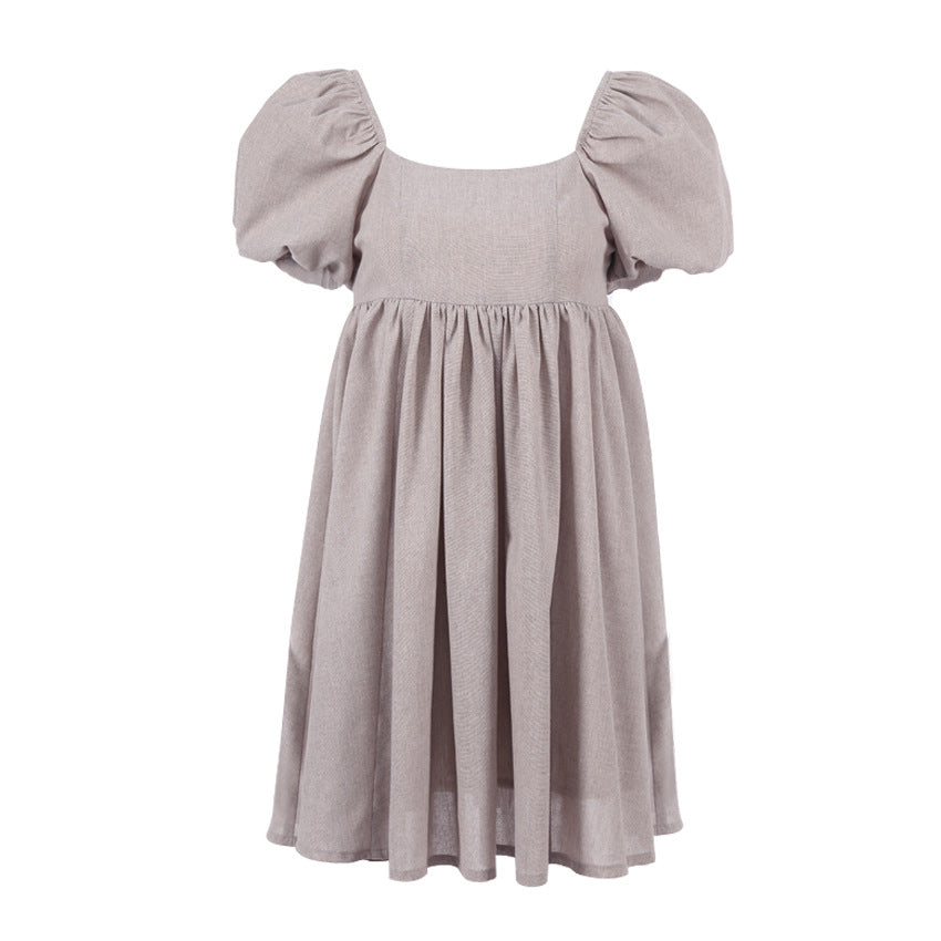 Lovely Linen Square Neckline Mini Dresses