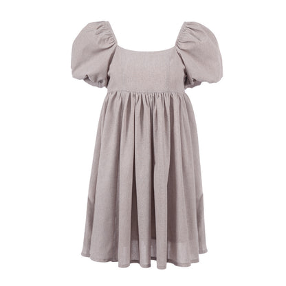 Lovely Linen Square Neckline Mini Dresses