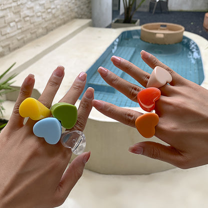 3D Sweetheart Design Acrylic Women Fashion Rings