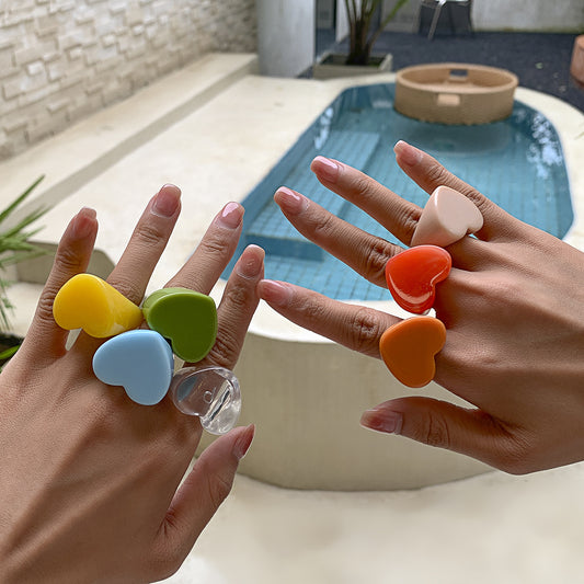 3D Sweetheart Design Acrylic Women Fashion Rings