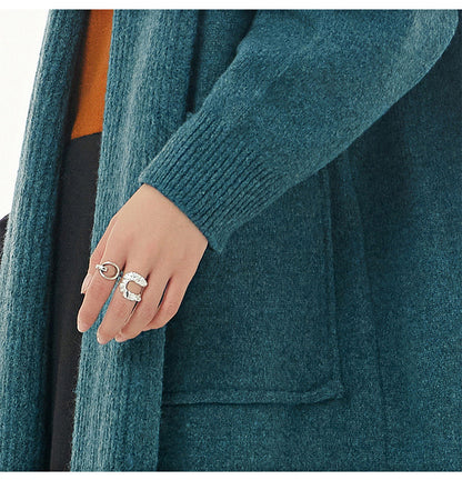 Fall Women Knitted Long Coats
