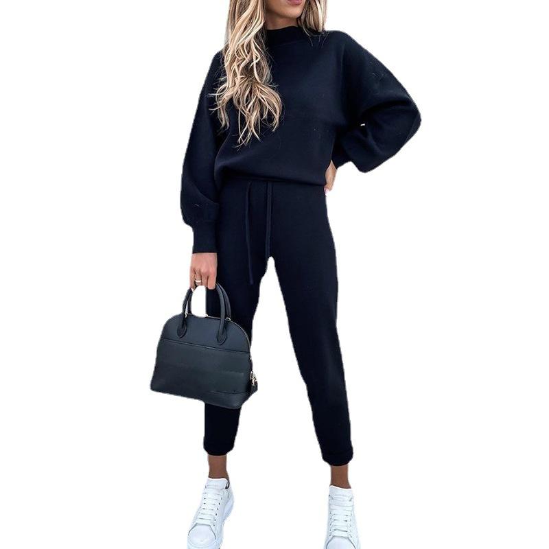 Casual High Neck Women Sports Suits with Pocket