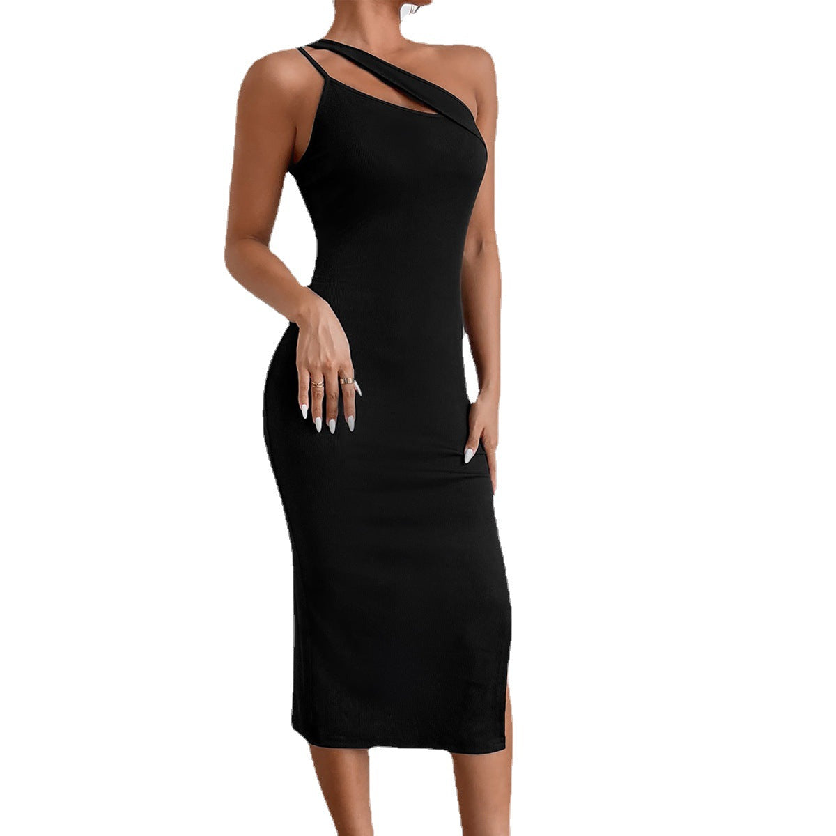Sexy Black Split Front Bodycon Long Dresses for Women