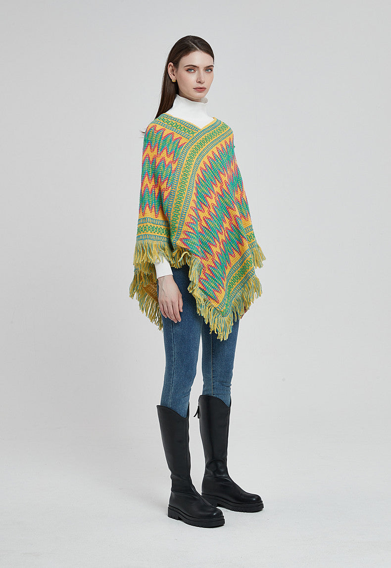 Winter Boho Shawl Capes for Women