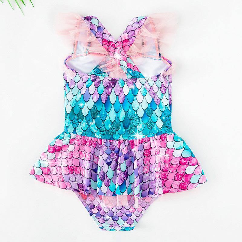 Girls One Piece Mermaid Pricess Swimwear-STYLEGOING