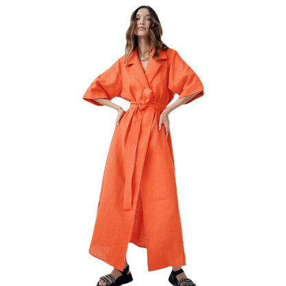 Casual Summer Cotton Linen Long Romper Dresses