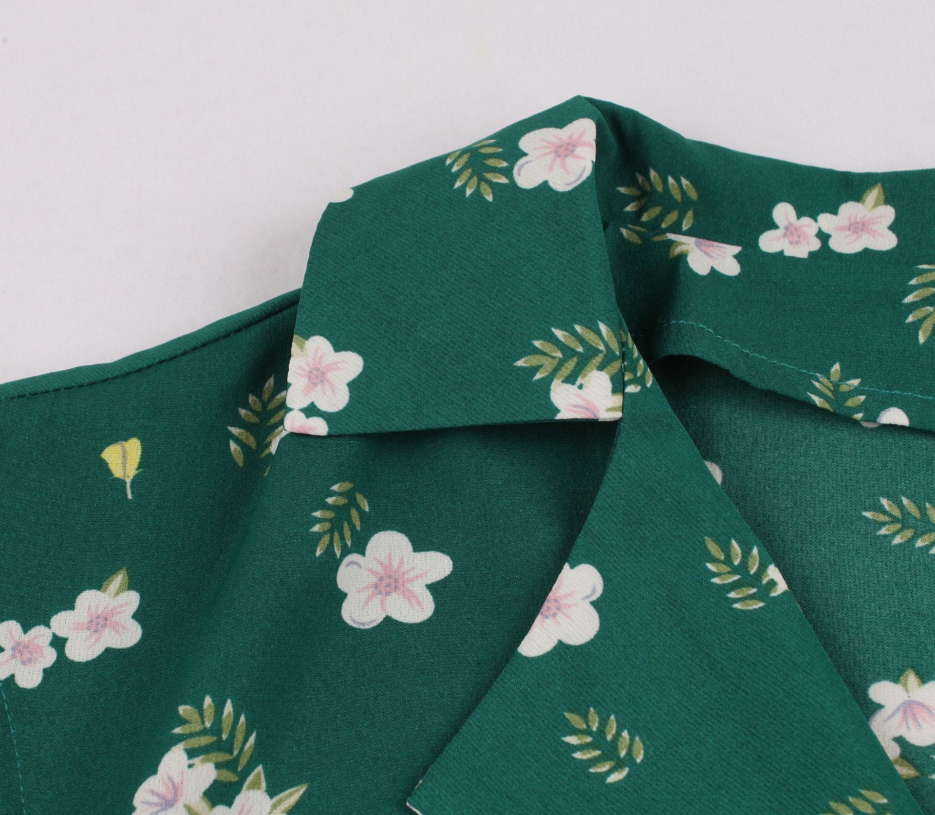 Women Turnover Colloar Floral Retro Dresses-STYLEGOING