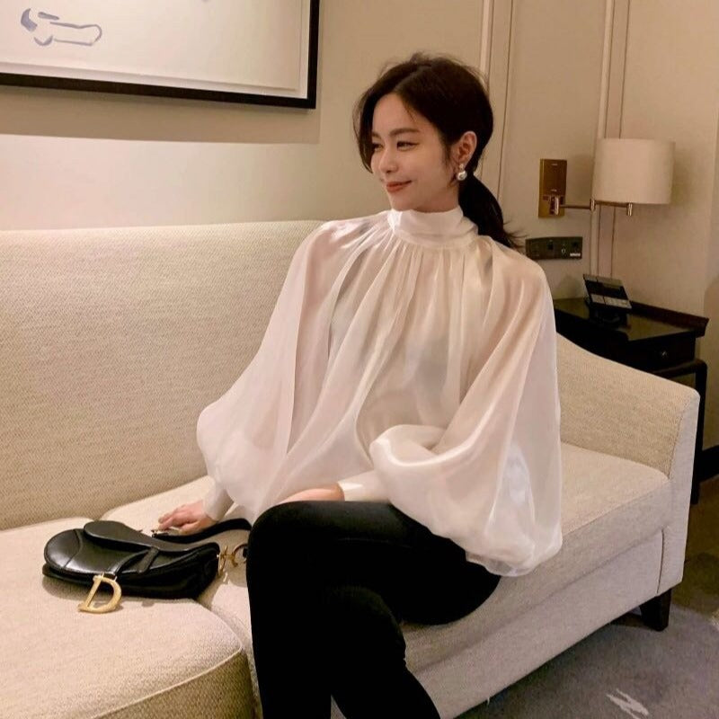 Elegant High Neck Designed Women Top Shirts