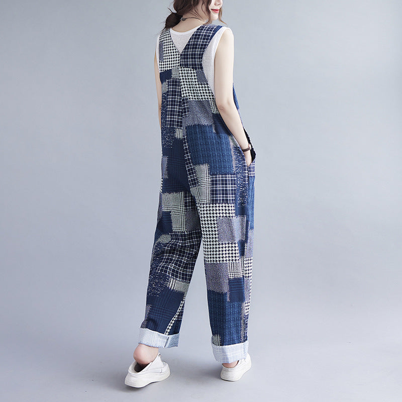 Vintage Plus Sizes Women Denim Suspender Pants