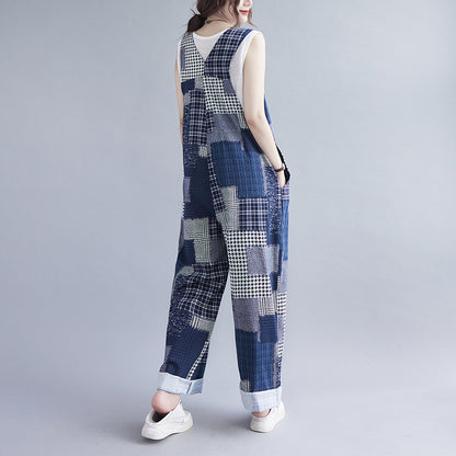 Vintage Plus Sizes Women Denim Suspender Pants