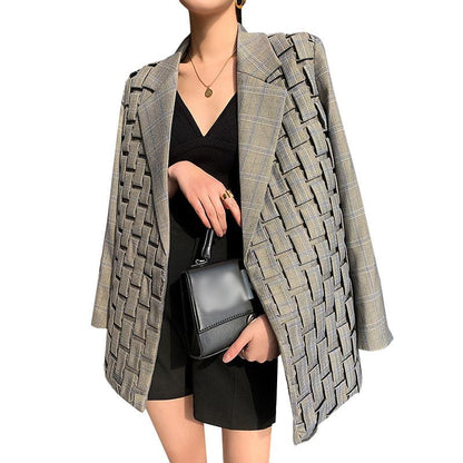 Vintage Handmade Pleat Fashion Blazers-STYLEGOING