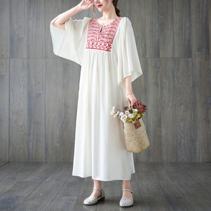 Vintage Embroidery Summer Plus Sizes Long Dresses