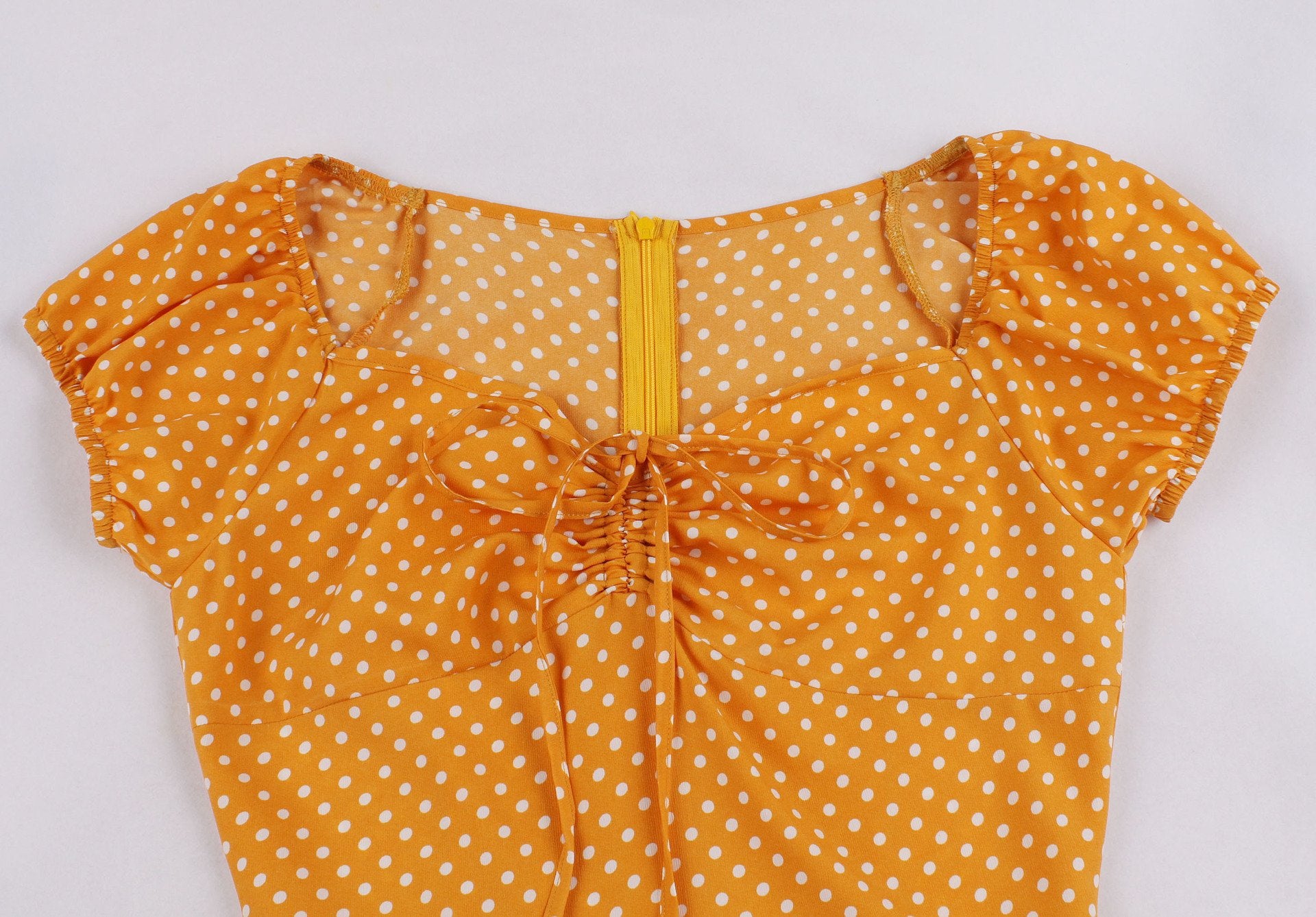 Women Short Sleeves Dot Print Vintage Dresses-STYLEGOING