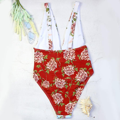 Sexy Flower Print One Piece Swimwear-STYLEGOING