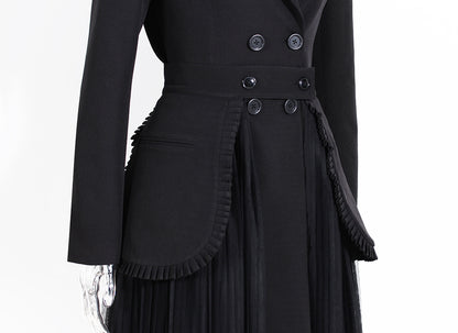 Black Blazer Overcoat and Designed Tulle Skirts