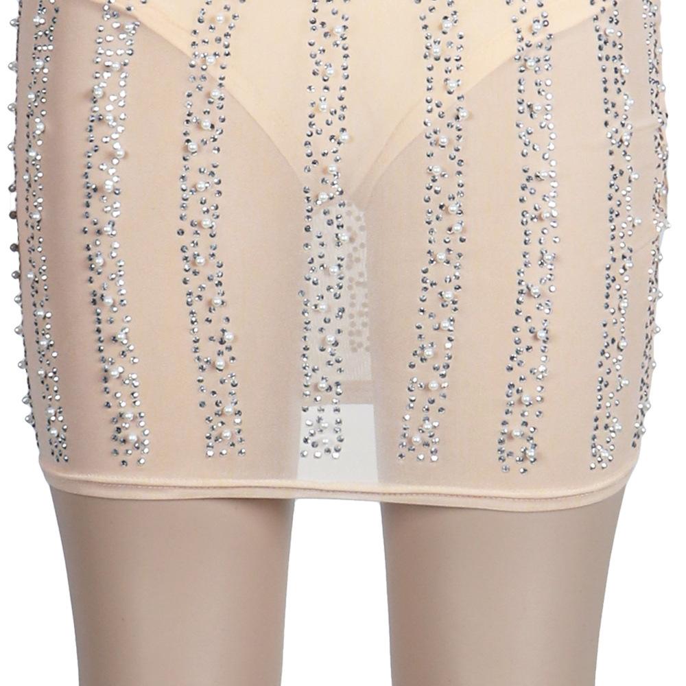 Sexy Women See Through Rhinestone Night Party Dresses-STYLEGOING