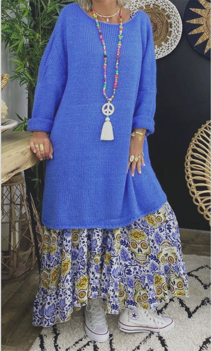 Casual Women Round Neck Knitting Loose Sweaters-STYLEGOING