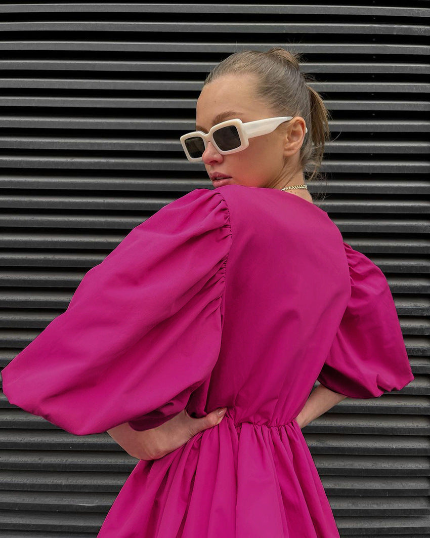 Summer Puff Sleeves Women Mini Dresses