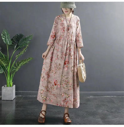 Vintage Cotton Women Plus Sizes Long Dresses