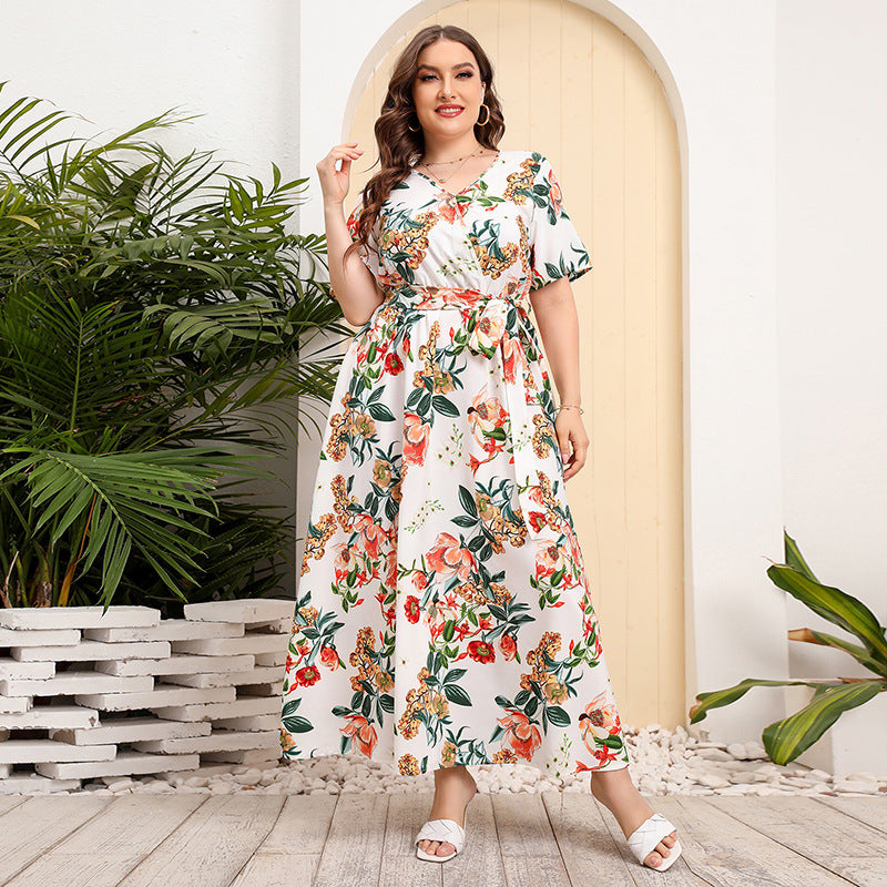 Women Floral Print Plus Sizes Dresses