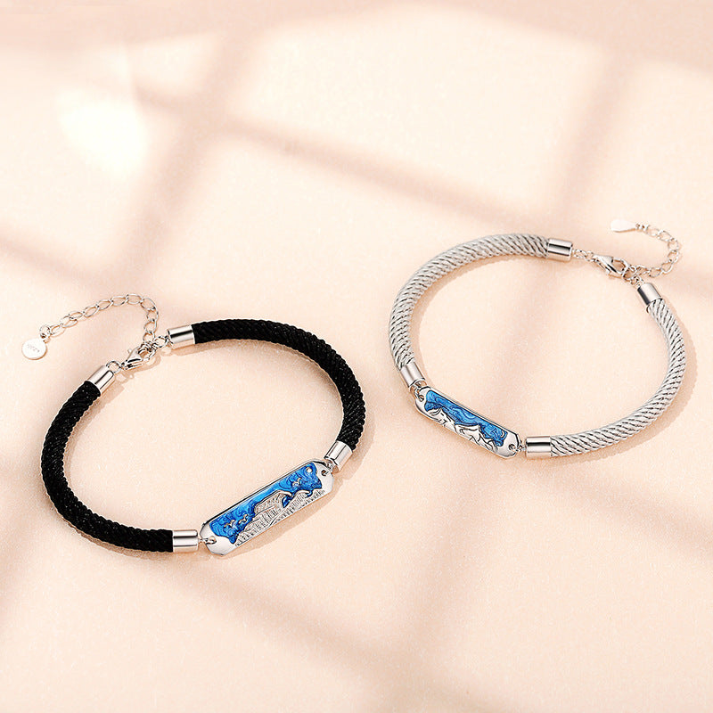 Woven Sterling Silver Couple Bracelets
