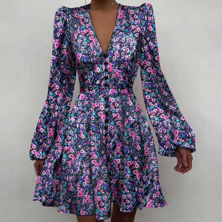 Women Long Sleeves Slim Mini Dresses-STYLEGOING