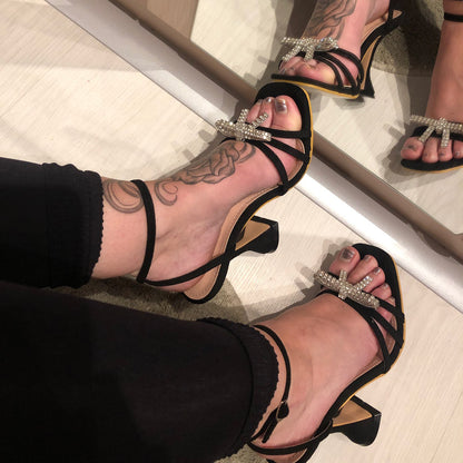 Rhinestone Design Wine Cup Heels Sandals for Women