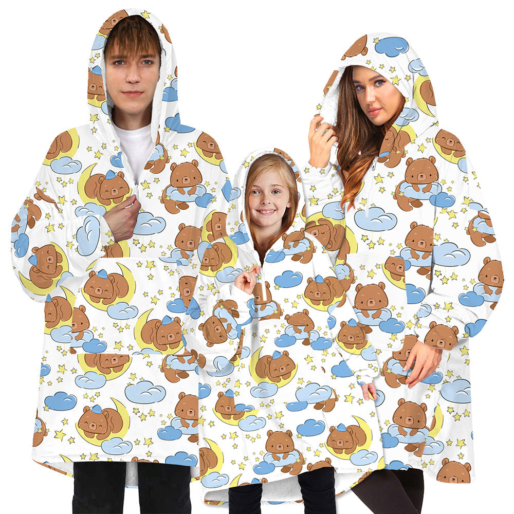 Soft Bee Print Lazy Wearable Watching TV Blanket