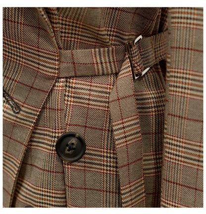 Luxury Off The Shoulder Plaid Irregular Blazer Overcoat