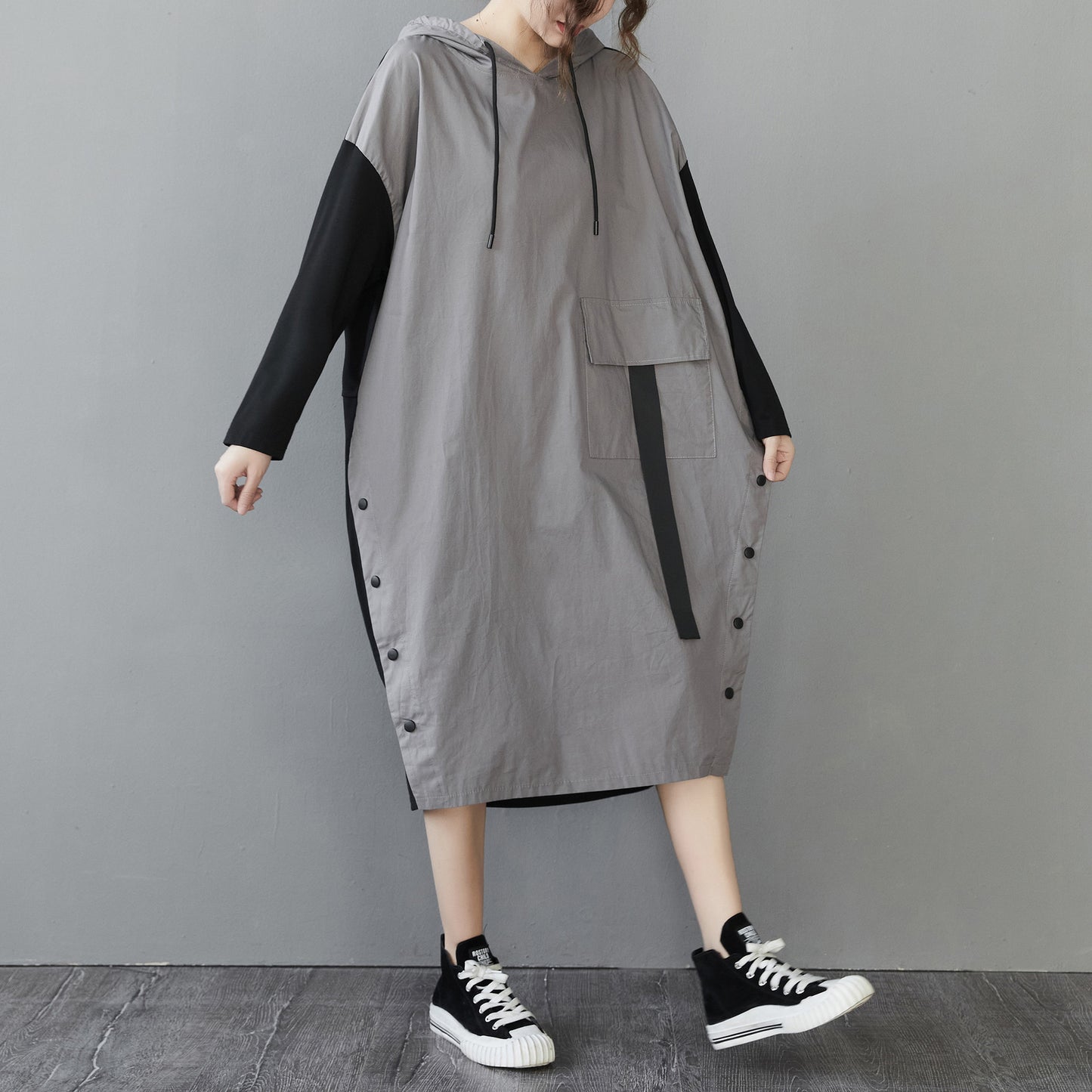 Women Plus Sizes Fall Long Sleeves Hoodies Dresses