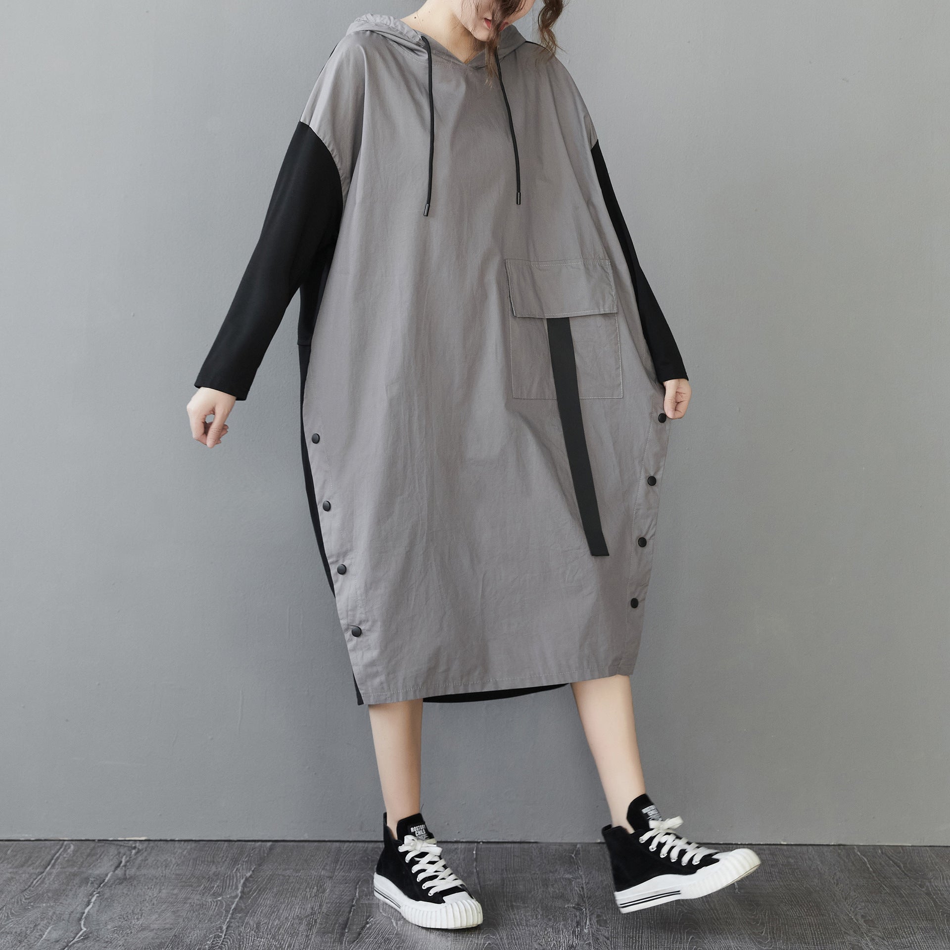 Women Plus Sizes Fall Long Sleeves Hoodies Dresses