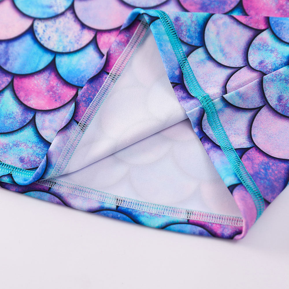 3D Fish Scale Design Two Pieces Swimsuits for Girls
