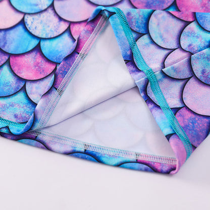 3D Fish Scale Design Two Pieces Swimsuits for Girls