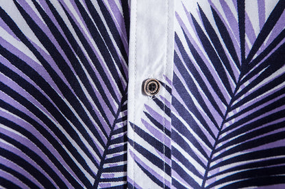 Casual Leaf Print Summer Short Sleeves Shirts for Men