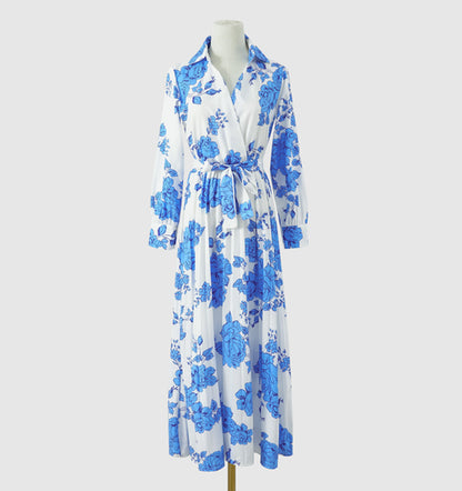Elegant Floral Print Long Sleeves Fall Dresses
