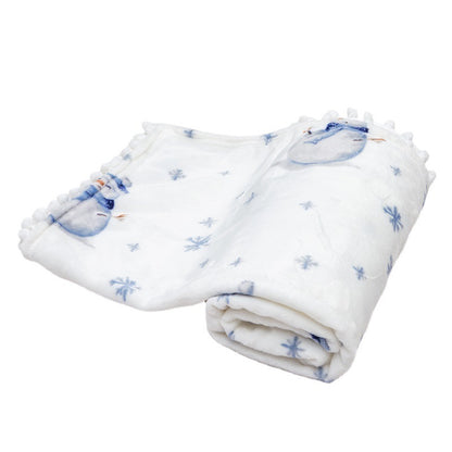 Christmas Deer/snowman Print Fleece Throw Blankets