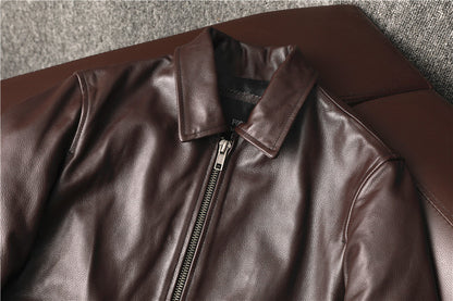 Brown Cowhide Leather Business Jackets for Men