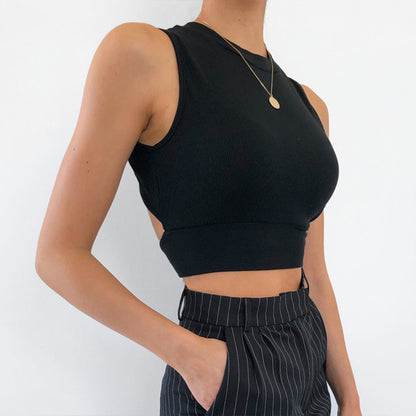 Sexy Backless Bow Design Sleeves Crop Tops