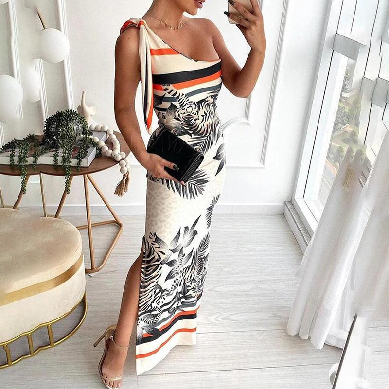 Sexy One Shoulder Irregular Strapless Long Dresses-STYLEGOING