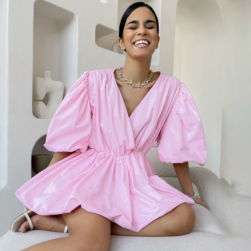 Summer Puff Sleeves Women Mini Dresses