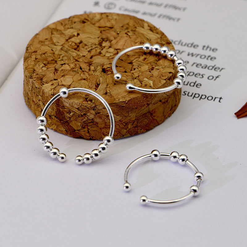 Rotatable Beads Silver Rings for Women