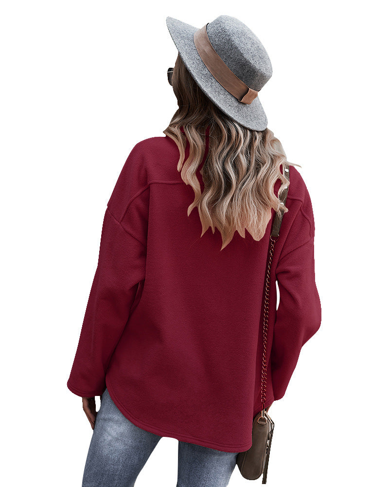 Casual Women Velvet Long Sleeves Overcoats