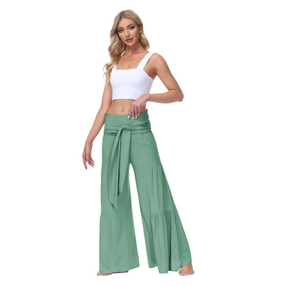 Casual Elastic Waist Wide Legs Pants